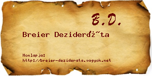 Breier Dezideráta névjegykártya